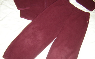 Viininpunainen BAMSE-fleecetakki - ja housut, koko 122 cm