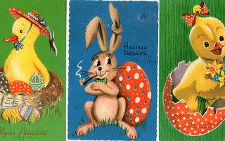 Vanhat pääsiäiskortit 3kpl
