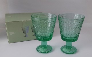 Oiva Toikka Kastehelmi lasit 2 kpl vaaleanvihreä laatikossa
