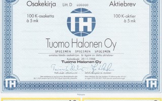 1988 Tuomo Halonen Oy (Elecster Oy) spec, Kylmäkoski osake
