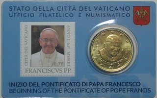 2013 Vatikaani 50c + 0,70€ postimerkki No 3 COINCARD