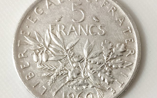 Ranska 5 Francs 1960, Hopeakolikko