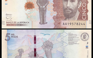 Colombia 5000 Pesos v.2015 UNC P-459a