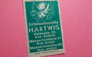 TT-etiketti Siirtomaantavaraliike Hartwig