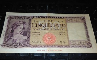 Italia Italy 500 Lire 1947 sn079 VF