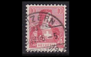 Sveitsi 98 o Helvetia 10 C Luzern x8.IV.08 (1915)