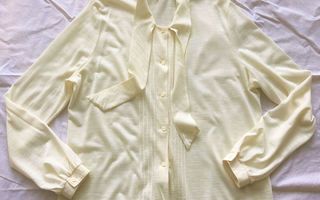 VINTAGE 70-luvun valkoinen paita villa 70s 80s retro M L XL