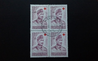 15+3 mk PR Mannerheim 1952 nelilö loistoleima. Lape 408(136)