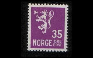 Norja 187 ** Leijonatyyppi III vesil. 35 öre (1937)