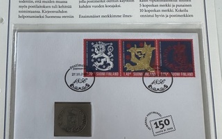 Hopeamitali postimerkki 150-vuotta kirjeessä