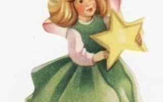 ENKELI / Vihreämekkoinen enkeli ja tähti. 1950-l.