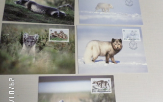 WWF Eläin postikortit 7 kpl  Merkkeineen  Puhtaat  , 1993