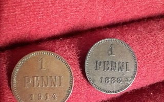 2 kpl  pennejä v 1883 ja 1914