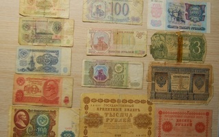 Venäläiset setelit, 13 kpl.