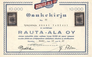 1947 Rauta-Ala Oy, Naantali osakekirja