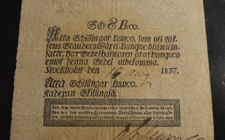 Ruotsi 1837 8 Skilling Banco