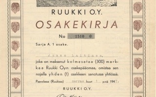 1947 Ruukki Oy, Siikajoki osakekirja