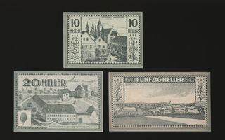 Itävalta Notgeld 10, 20, 50 Heller, Bodendorf 1920