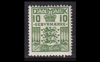 Tanska VM_15 ** Gebyr 10 öre vihreä (1926)