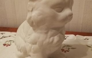Valkoinen painava iso kissa figuuri