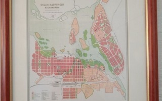 Oulun kaupungin asemakartta 1940!*Kehystettynä*