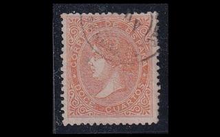 Espanja 82a o Isabella II 12 Cs oranssinkeltainen (1867)