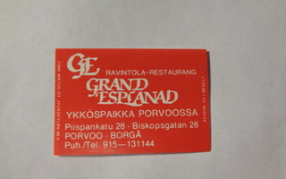 TT-etiketti Ravintola Grand Esplanad, Porvoo