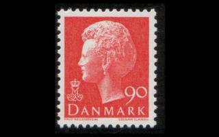 Tanska 571y ** Margrethe 90 öre punainen y-paperi (1974)