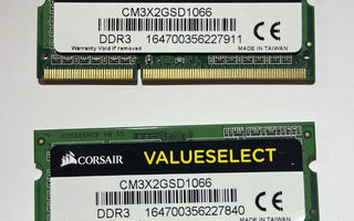 Corsair 4GB (2x2GB) DDR3 SO-DIMM 1066 MHz -muistikitti