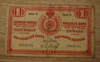 Tsaarinaika Suomalainen yhden markan kullassa 1915