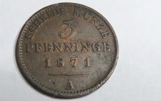 Preussi 3 pfennig 1871