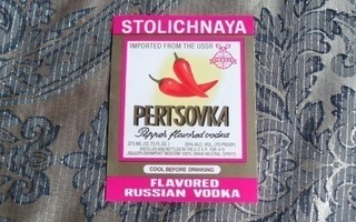 Venäläinen vodka etiketti STOLICHNAYA PERTSOVKA
