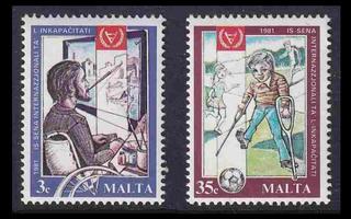 Malta 632-3 ** Vammaisten vuosi (1981)