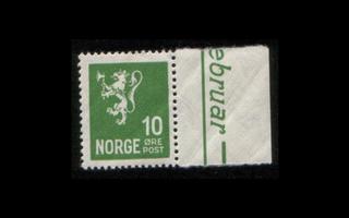 Norja 120 ** Käyttösarja leijona 10 öre (1926)