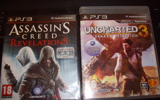 2 kpl PS3 Assassin's Creed Revelations & UNCHARTED 3 *SIS.PK