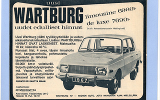 Wartburg malli 1967 - lehtimainos A5 laminoitu