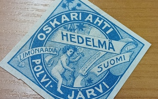 Oskari Ahti Polvijärvi Hedelmä limonaadia etiketti.