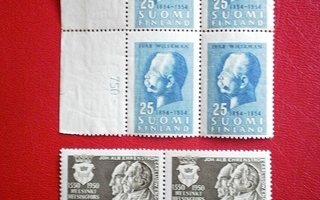 Suomi postimerkit v. 1950 ja 1954 nelilöt