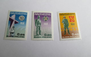 3 KPL POSTIMERKKI PUOLUSTUSVOIMAT 50V. 1968