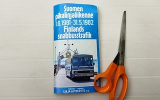Suomen pikalinjaliikenne 1981-82, linja-autoaikataulu