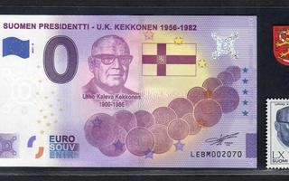 0-EURO Suomi  Urho Kekkonen+vaakunalippu+merkki