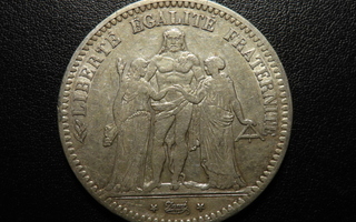 Ranska. 5 Francs; 1849 A (Paris);  Hopea 900; 1+