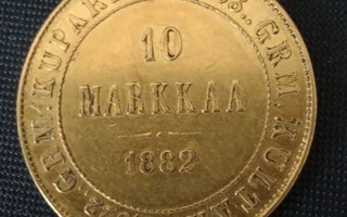 Kultaraha 10 markkaa 1882