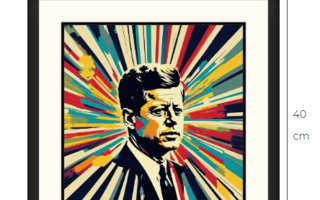 Uusi John F. Kennedy JFK taulu 40 cm x 40 cm kehyksineen