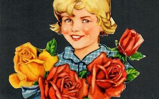 EAS 3118 - Vaalea, hymyilevä tyttö ja ruusut