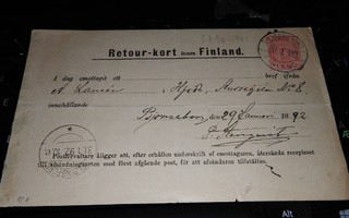 Björneborg HF Paluukuitti 1892 PK1000/5