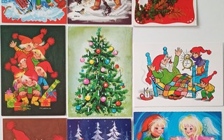 9 kpl Pirkko Koskimies kulkeneet joulukortit