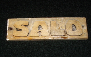 SALO -sukunimikyltti  puuta 5x17cm