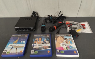 PS2 Singstar mikit + Usb-palikka+mixeri+ levyjä