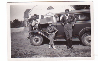 VANHA Valokuva Partio Partiolaiset Kiva Auto 1930-l 6 x 9 cm